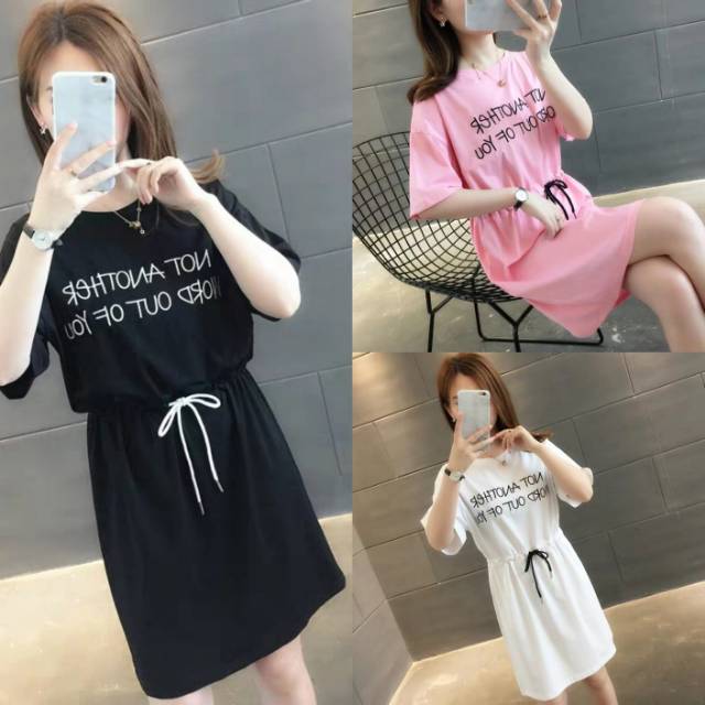 HDE dress tali pinggang serut