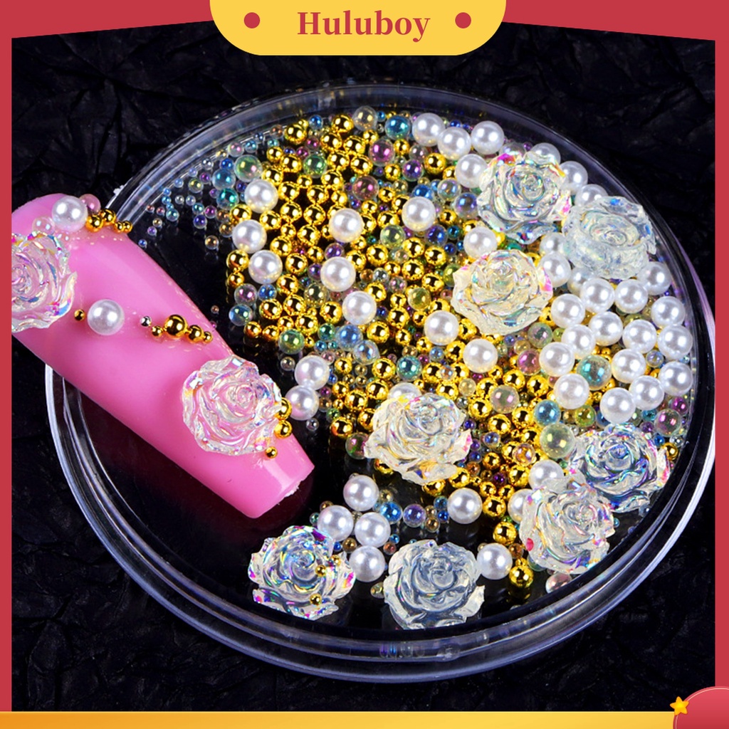 Huluboy Huluboy♡ Aksesoris Manik-Manik Berlian Imitasi Camellia Untuk Nail Art