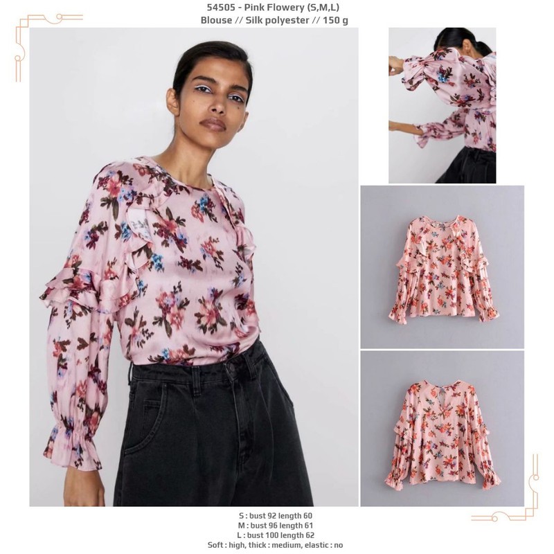 54505 Pink Flowery Blouse / Blouse Bunga Pink