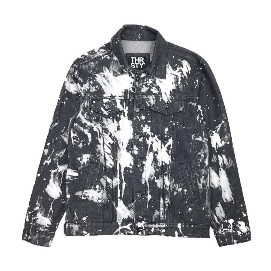 HOAX CUIIIIH Jaket Denim Hitam Bleached Hxch