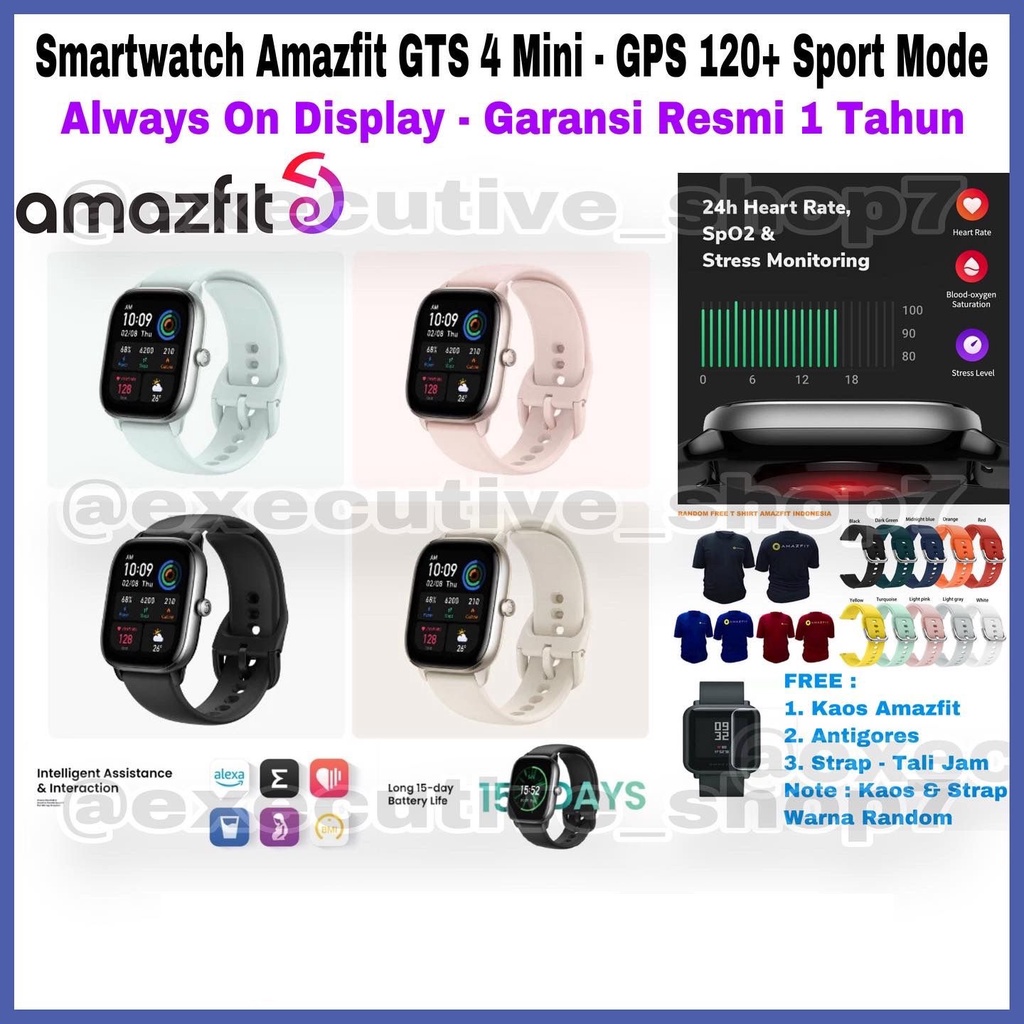 Smartwatch Amazfit GTS 4 Mini • GPS 120+ Sport Mode Always On Display - Garansi Resmi 1 Tahun