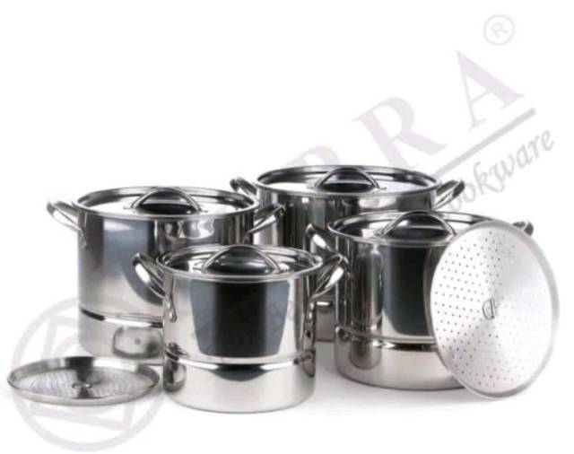 Supra Panci Supra Stockpot 4 in 1 Steamer Set 4 [8/12/16/20 Qt] Stainless Steel