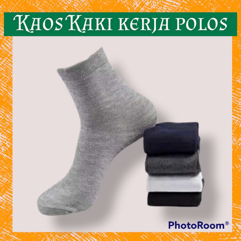 TERMURAH KAOS KAKI PENDEK POLOS PRIA WANITA DEWASA KAOS KAKI KERJA 3/4 MEN POLOS