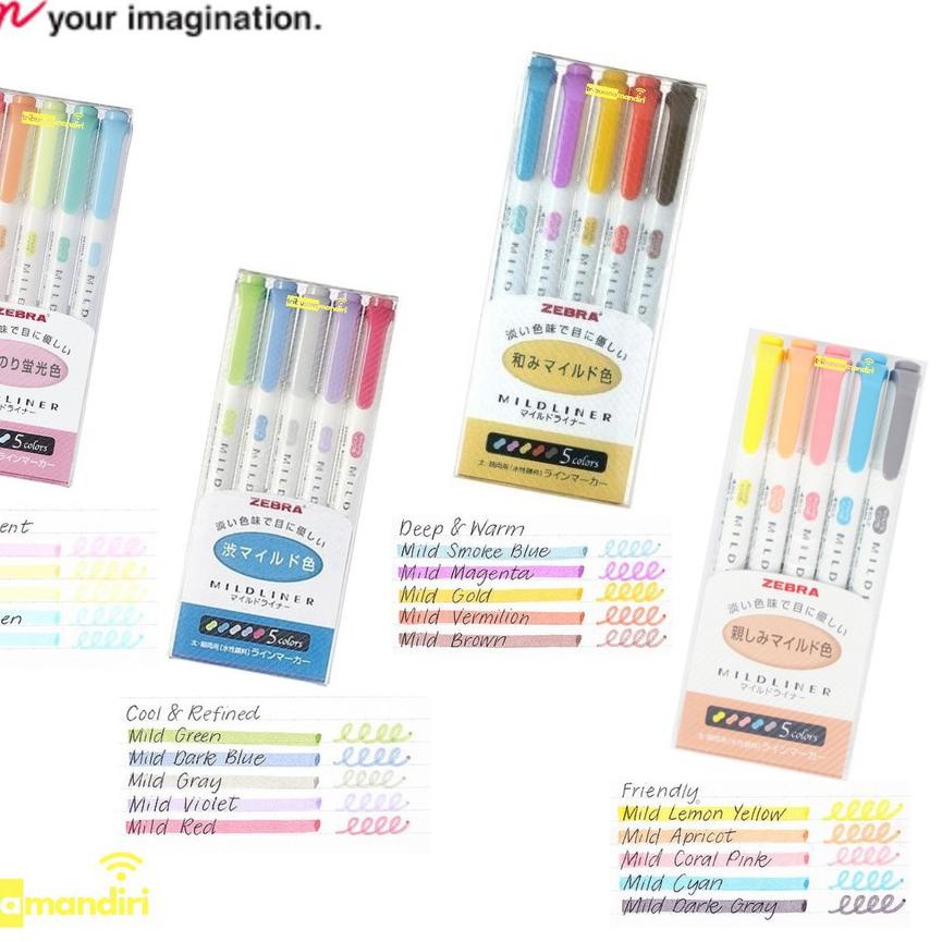 

֍ Highlighter Zebra / Zebra Mildliner Set 5 Warna ✪