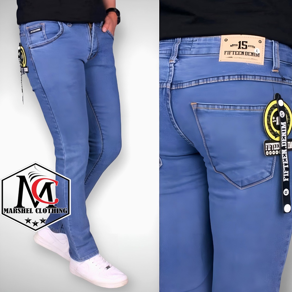RCL - Celana Jeans Pria Slimfit Streeth Original FIFTEENDENIM Biowosh Polos / Celana Panjang Cowok / Celana Pria Jeans Skinny Pensil