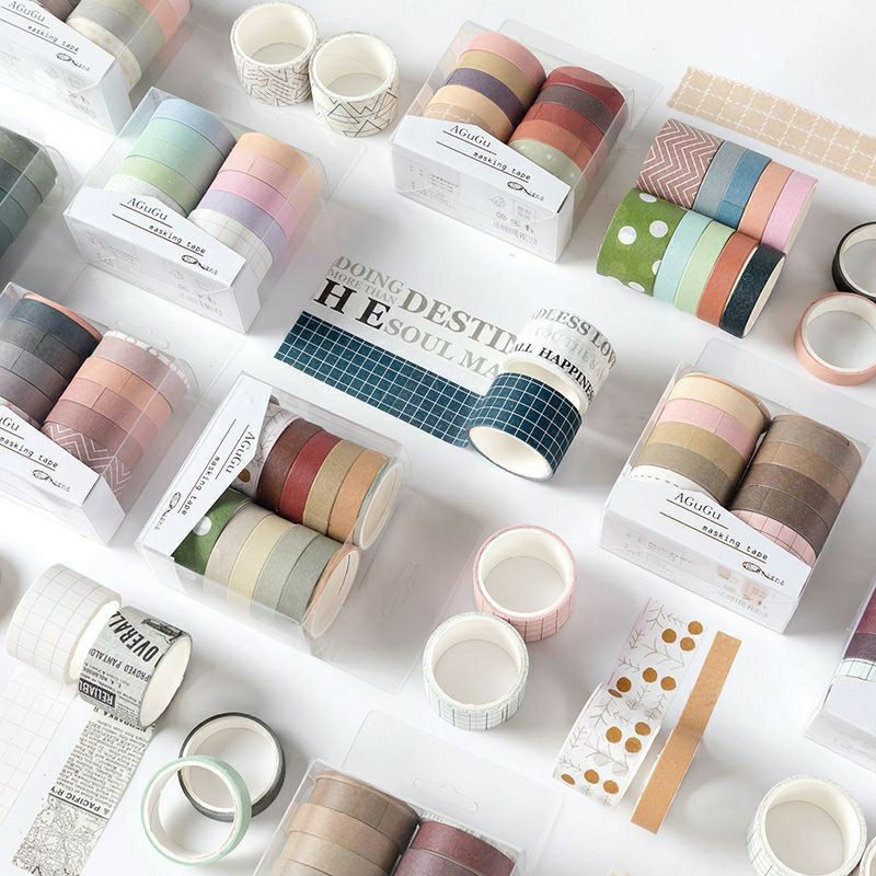

[JOURNALCARE.ID] 10 pcs selotip / washi tape - pack hemat tahun berkualitas