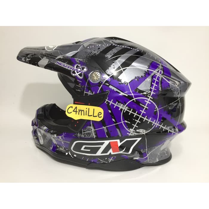 TERBARU DAN MURAH HELM CROSS TRAIL GM SUPER CROSS NEUTRON DARK MET PURPLE ,