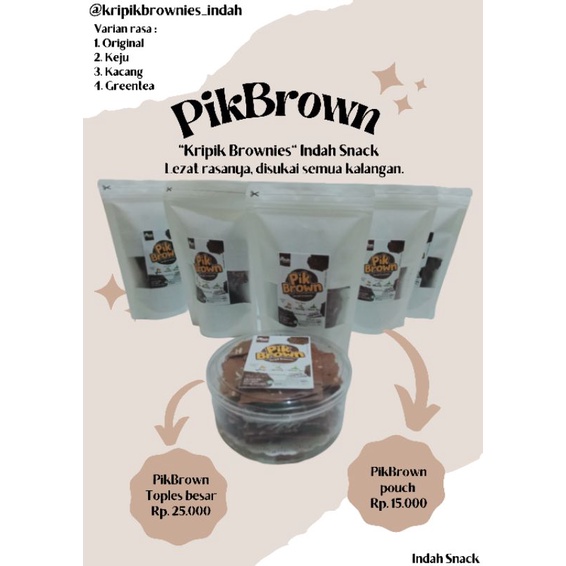 

PikBrown (Kripik Brownies) Indah Snack/Cemilan/Coklat/Original/lezat