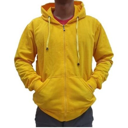INDO - Jaket Hoodie Zipper Polos Pria Wanita | Sweater Hodie Pullover Premium Distro Kuning