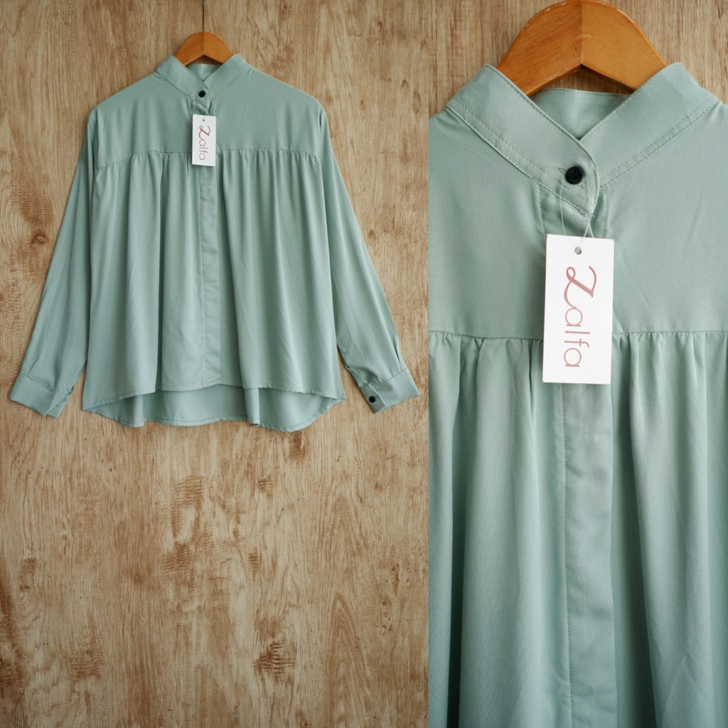 DANIA blouse by ZALFA OUTFIT / blouse polos / blouse wanita murah / blouse rayon-Mint (R.Twill)