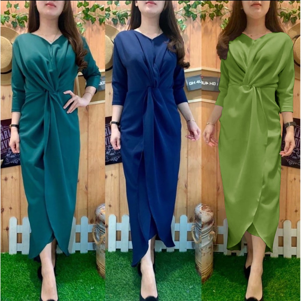 DRESS LONG TWIST HIJAB DAN BUSUI FRIENDLY