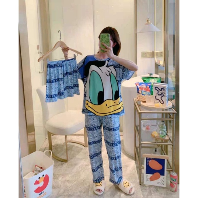 MDLV ~ BAJU TIDUR SET 3IN1 GC DONAL BLUE BAJU TIDUR IMPORT CEWEK BEST SELLER PIYAMA DEWASA IMPORT