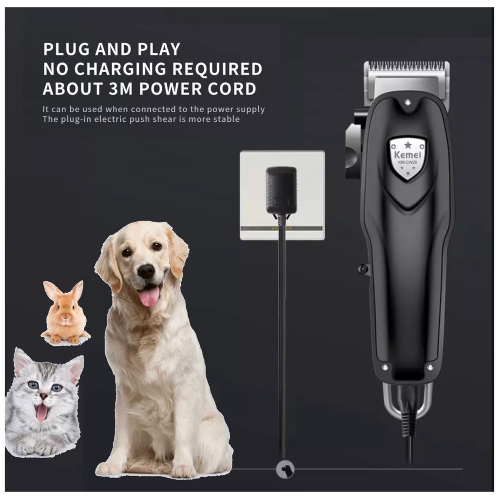 Alat Cukur Rambut KM CW 20 Pet Clipper Elektrik Mesin Pemotong Bulu Hewan Anjing Kucing Kelinci Cukuran Kemei KM CW20