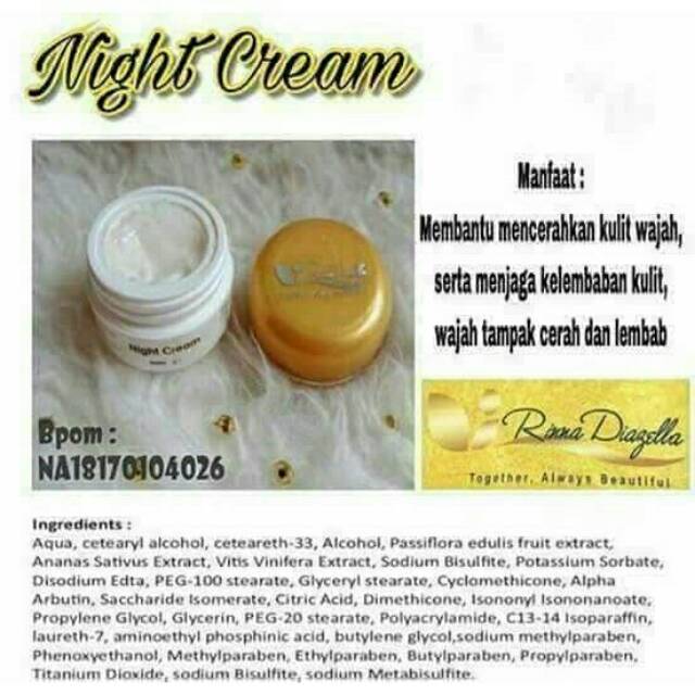 Cream Siang / Cream malam Rinna Diazella/Cream RD/day cream rinna/night Cream rinna