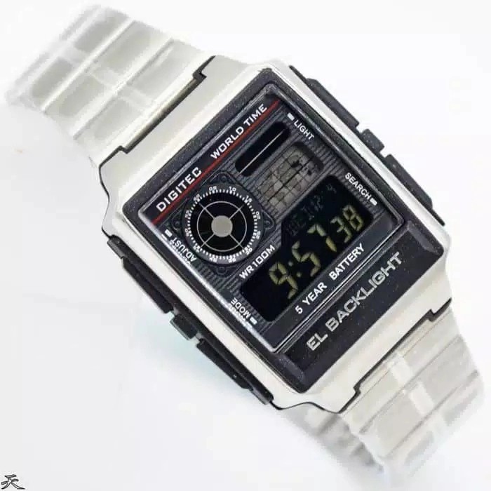 jam tangan pria digitec 3078 rantai stainless digital original