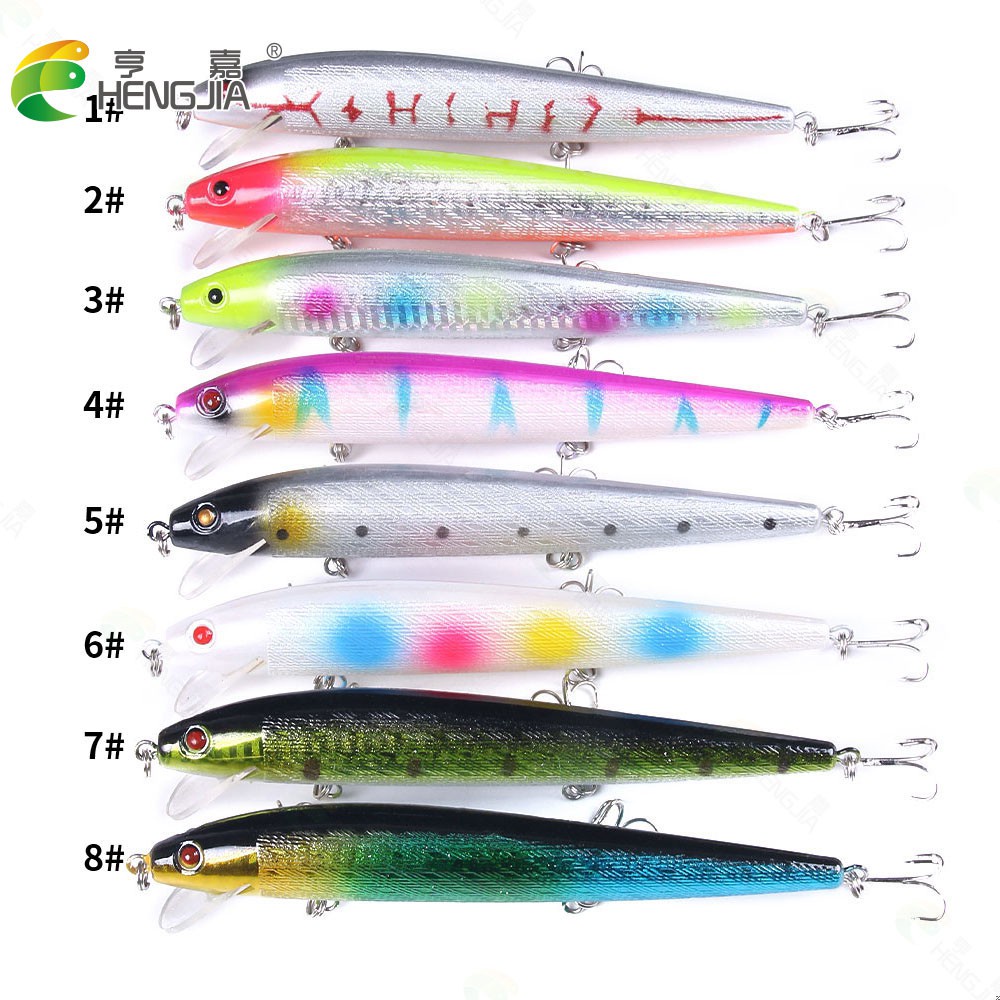 HENGJIA 1PCS Minnow Fishing Lure 14cm 15.8g Umpan Pancing Hard Diving 0.6-2.1M Fishing Bait Tackle