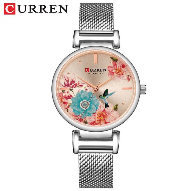 CURREN 9053 Jam Tangan Wanita Analog Stainless Steel Motif Vintage WATCHKITE WKOS