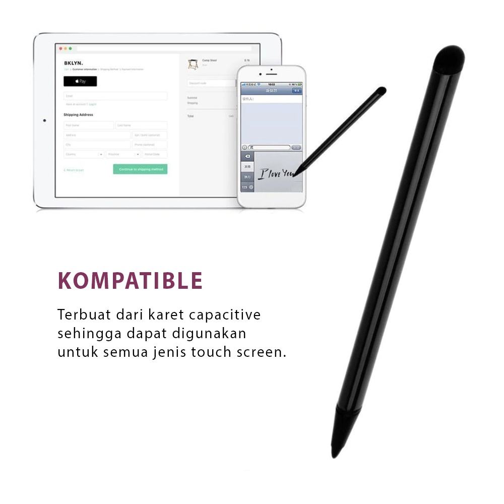 Stylus Pen Capacitive Touch Screen Android Universal 2 In 1 Pulpen Layar Sentuh Hp Tablet Android Ios