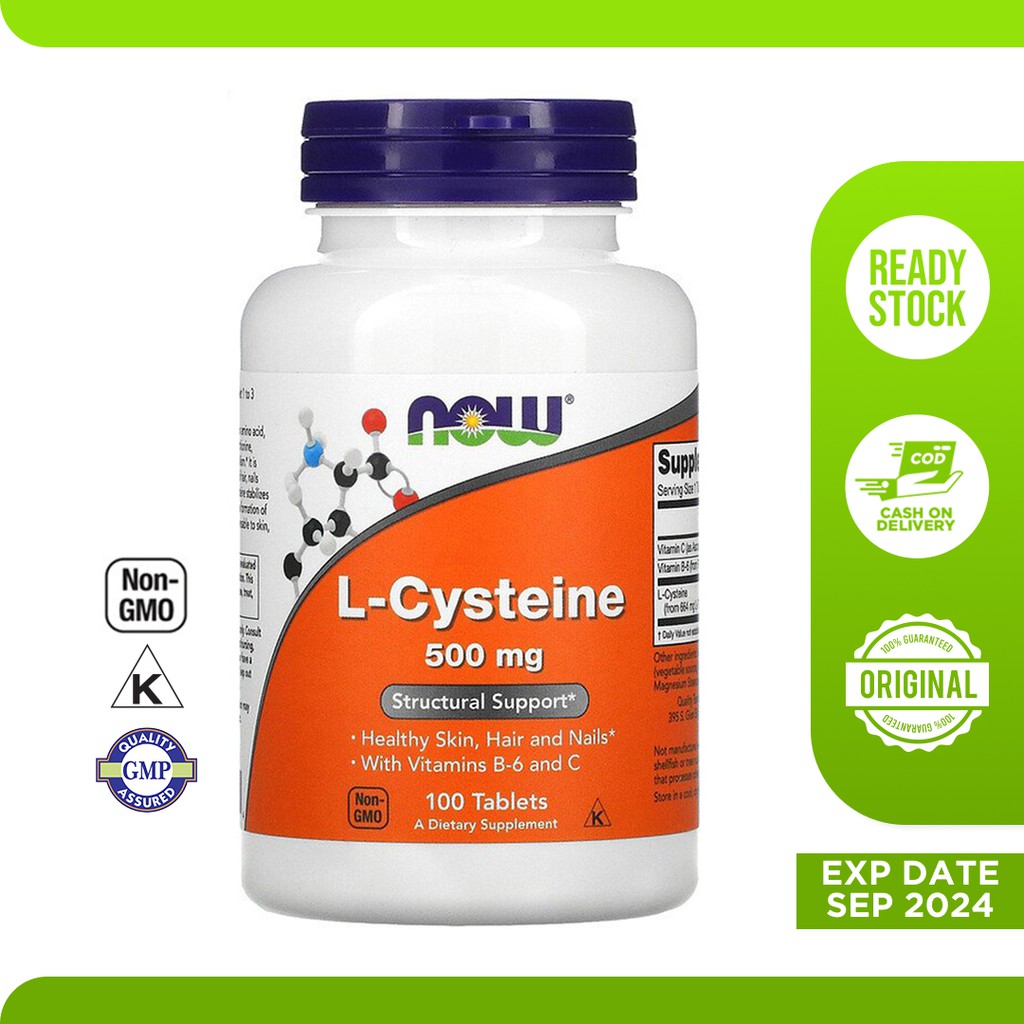 Vitamin Suplemen L-Cysteine 500 mg Now 100 Tablet