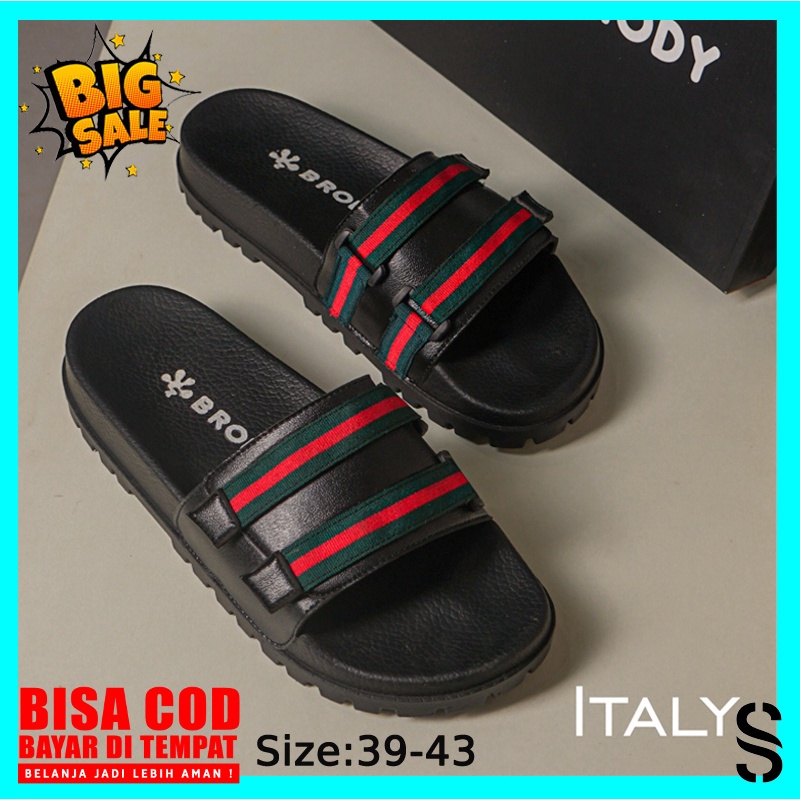 Brody Italy Sandal Selop Pria Casual Sendal Slop Cowok Sandal Laki Model Slide Size 39-43