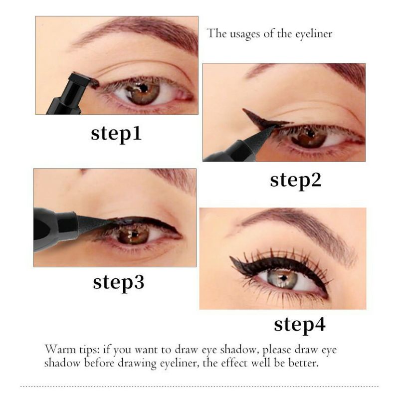 CmaaDu 2in1 Eyeliner Stamp Wing Eyeliner Liquid Waterproof Stamp Eyeliner 2 in 1 Eyeliner Spidol