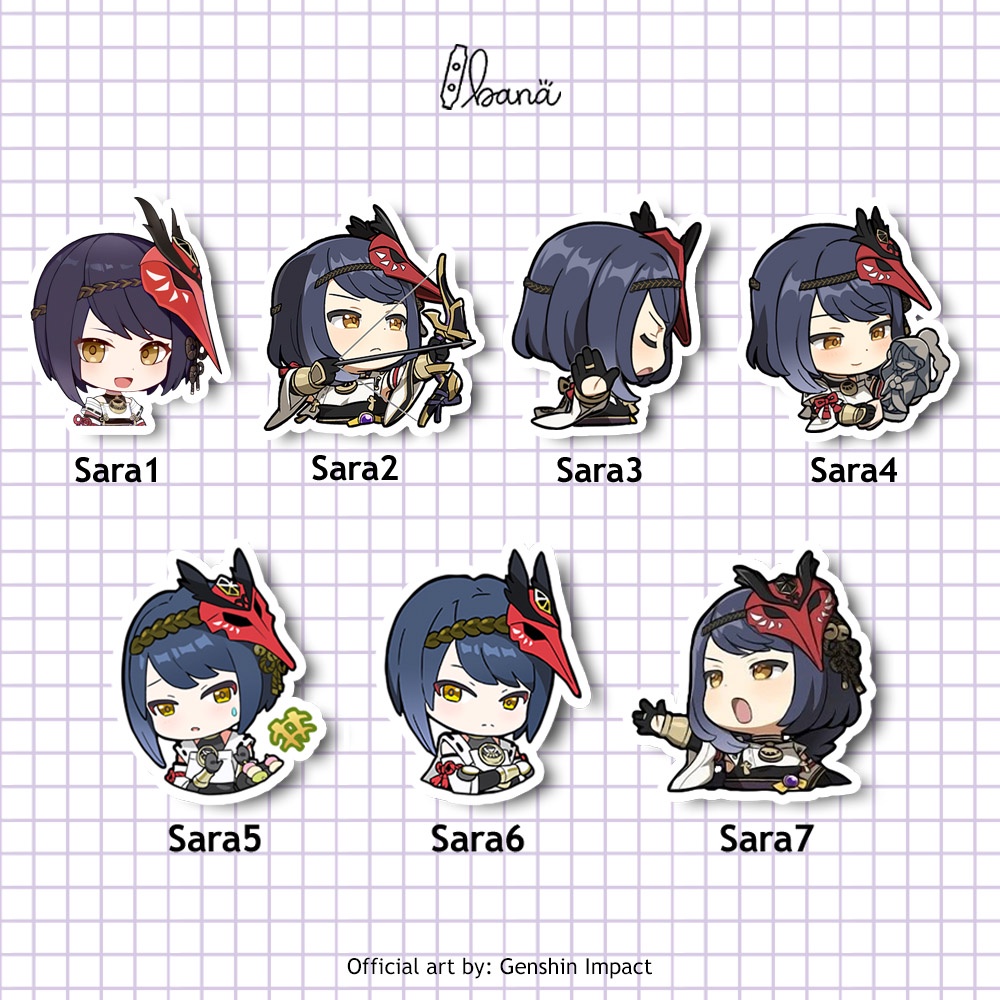 

Stiker Genshin Impact KUJOU SARA Sticker Vinyl Waterproof Bijian | BANA