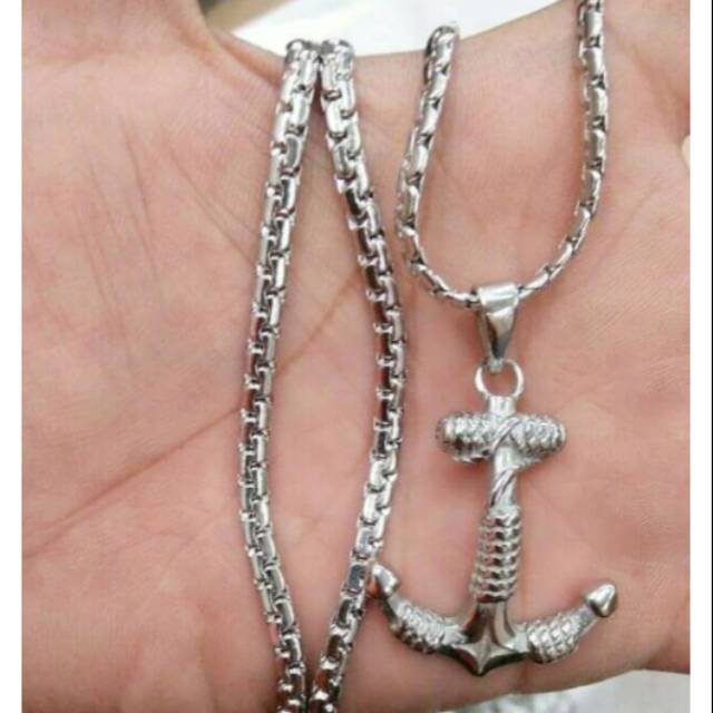 kalung pria jangkar silver stainlesstel | kalung cowok