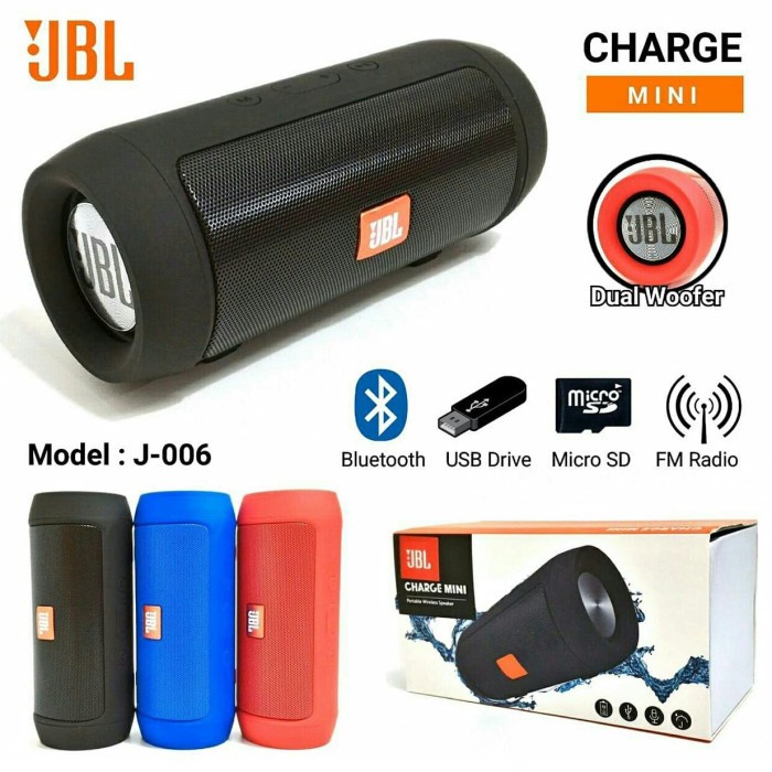 SPEAKER BLUETOTH JBL CHARGER MINI MUSIC BOX J006 WIRELES - Biru(V9P4) Speaker Bluetooth Portable Kar