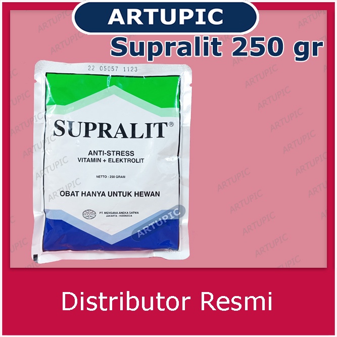 Supralit 250 gram STANDAR Anti Stres Elektrolit Vitamin Unggas Ayam Mensana Artupic