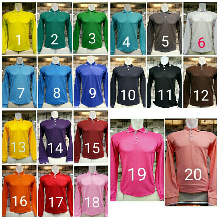 BAJU KAOS KERAH POLOS  LENGAN PANJANG/ BAJU POLO BAHAN KATUN LACOSTE CVC POLOS MURAH