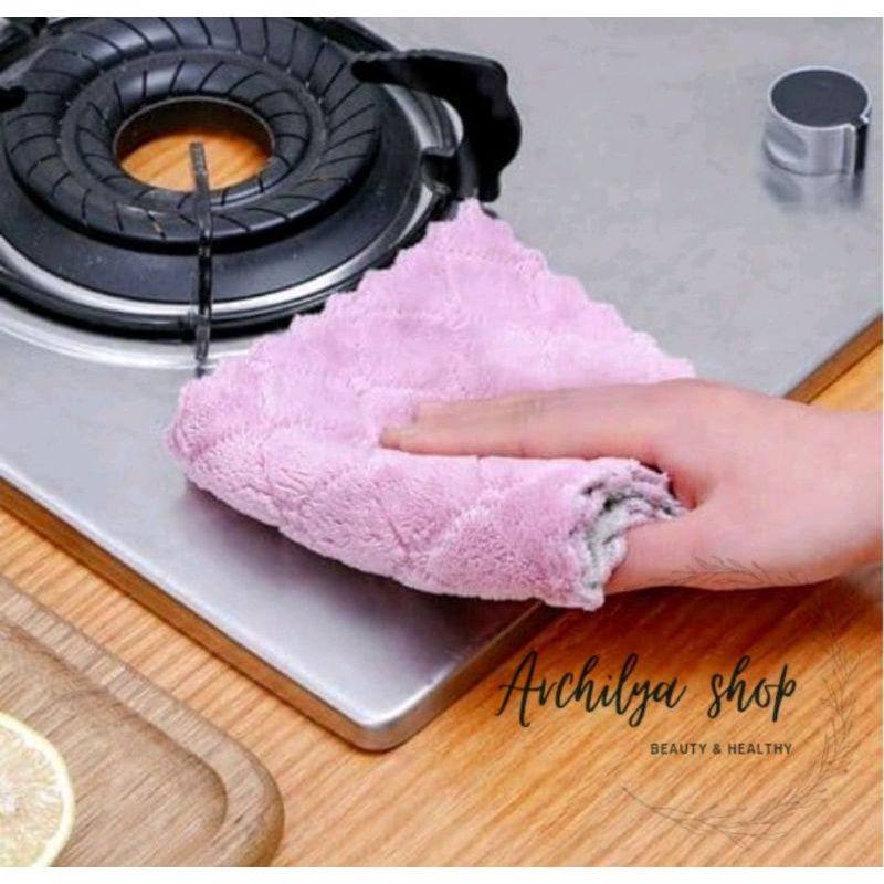 Kain Lap Dapur Microfiber Lap Piring Bahan Coral Twis