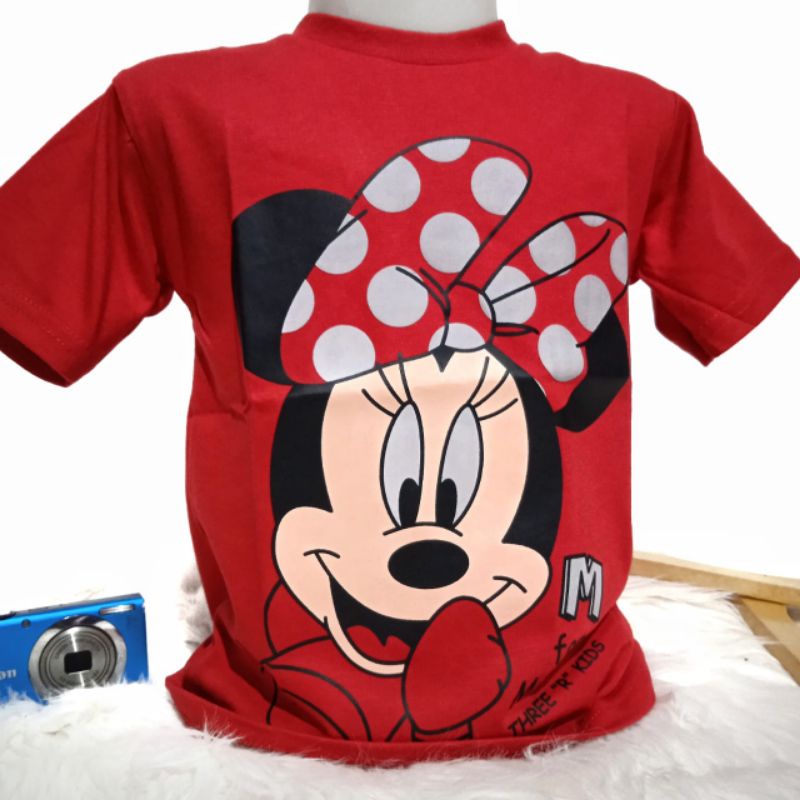 kaos baju anak minnie mouse warna merah 3rkids