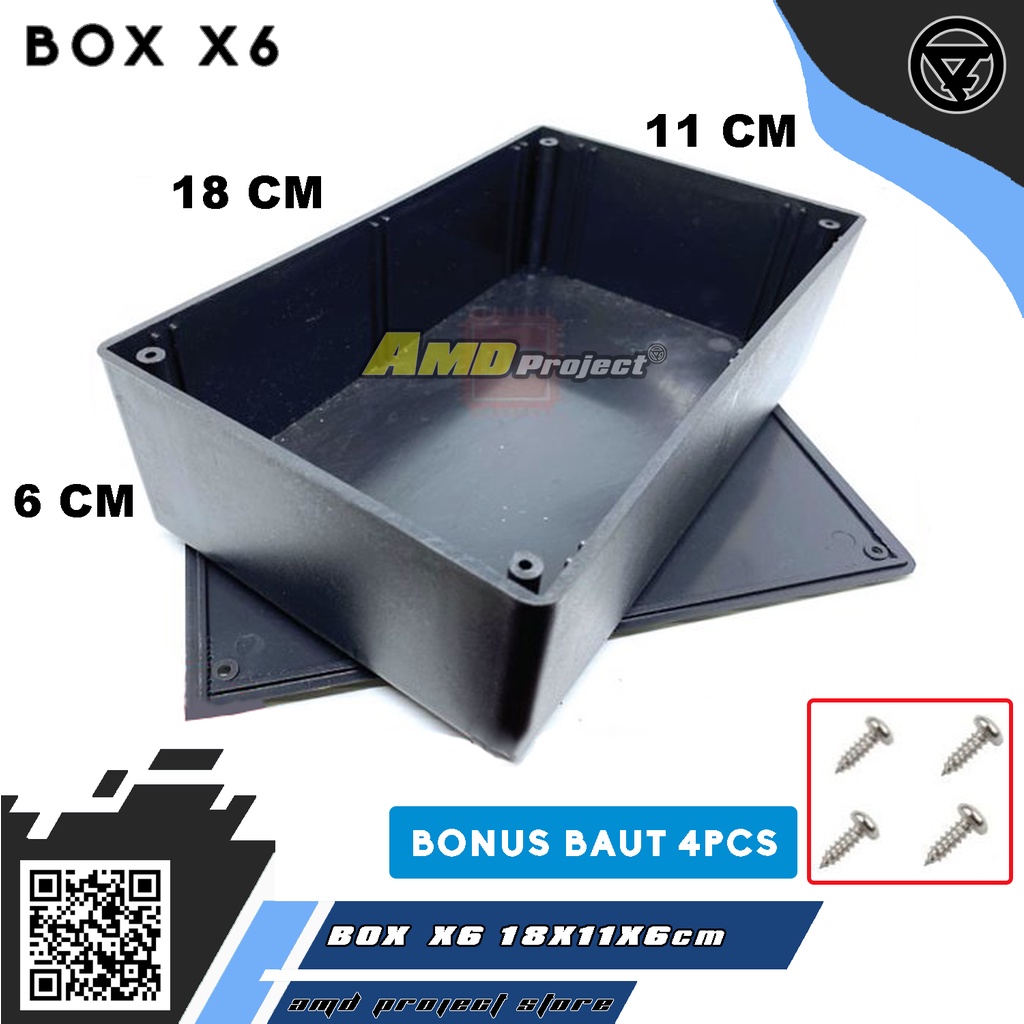 Box X6 Size 18x11x6 cm Kotak Hitam ELektronik DIY