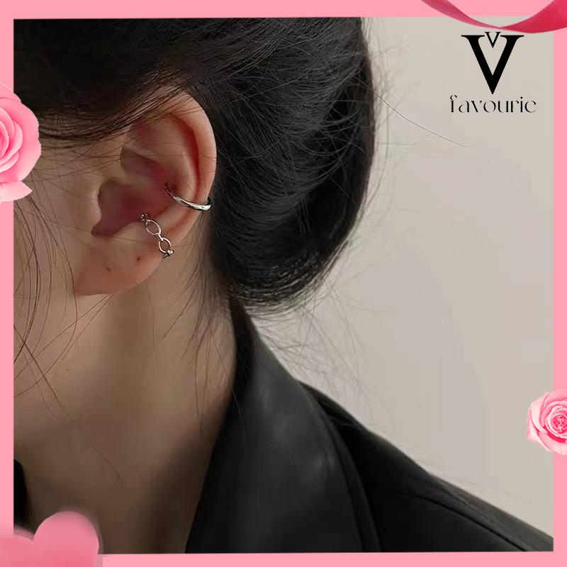 [COD]Anting Kombinasi Set Klip Telinga Tanpa Lubang Telinga Wanita Niche High-end Bahasa Perancis Retro Telinga Tulang Klip-FA