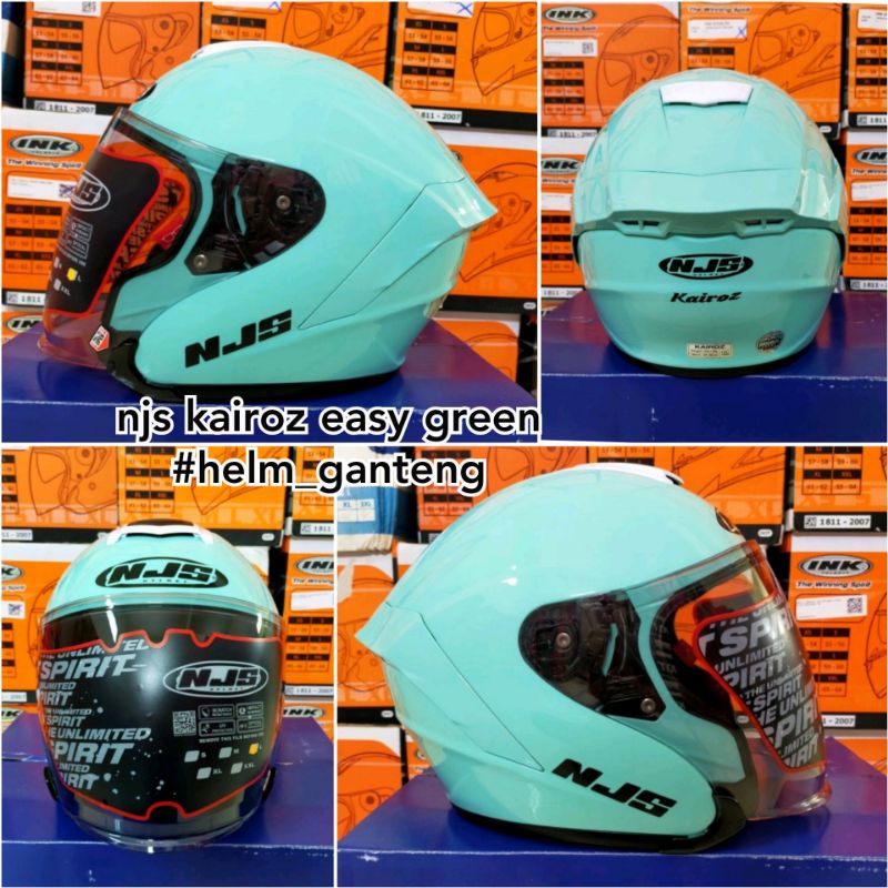 HELM NJS KAIROZ SOLID dan Motif (double visor)-easy green