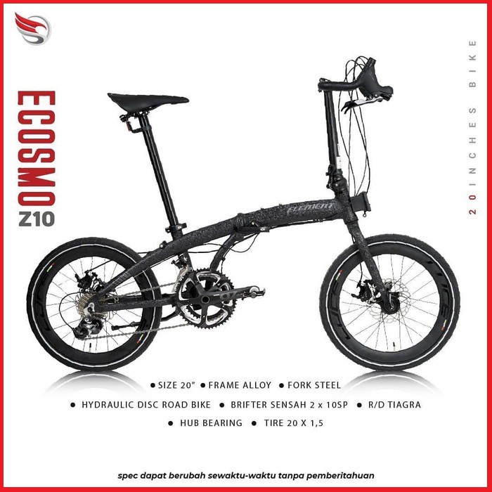 SEPEDA LIPAT: ELEMENT 10S ECOSMO Z10 BLACK CORAL 20"