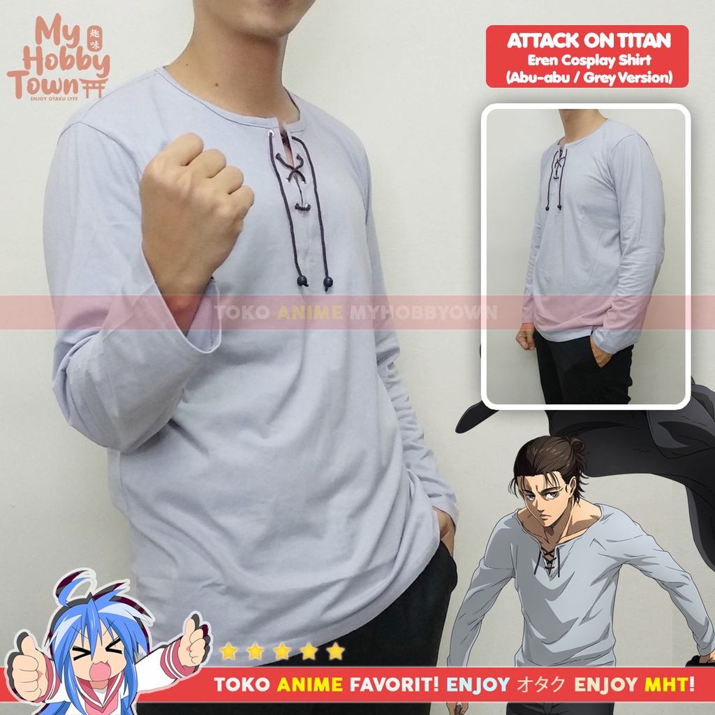 Jaket Hoodie AOT Attack On Titan Eren Yeager Final Season Abu Gray Yaegerist SET Kaos Cosplay MyHobbyTown