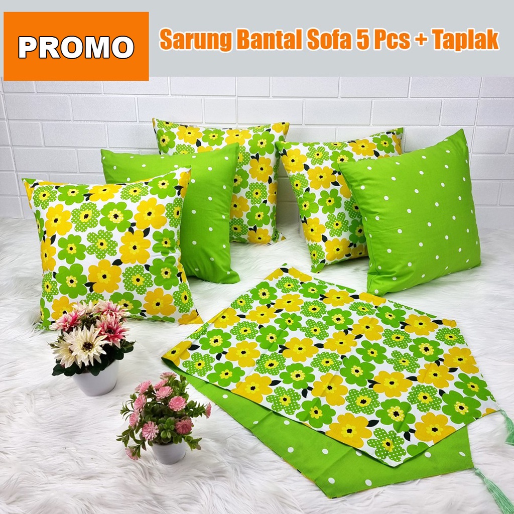 [✅COD] PAKET (5 PCS) SARUNG BANTAL SOFA SET 40X40 + TAPLAK MEJA HIASAN DEKORASI RUANG TAMU PERLENGKAPAN RUMAH MODERN MEWAH