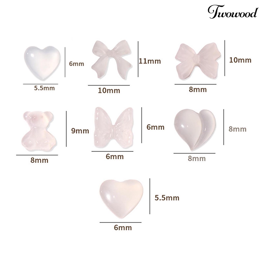 Twowood 50Pcs / Set Ornamen Hati 3D Berubah Warna Untuk Dekorasi Nail Art