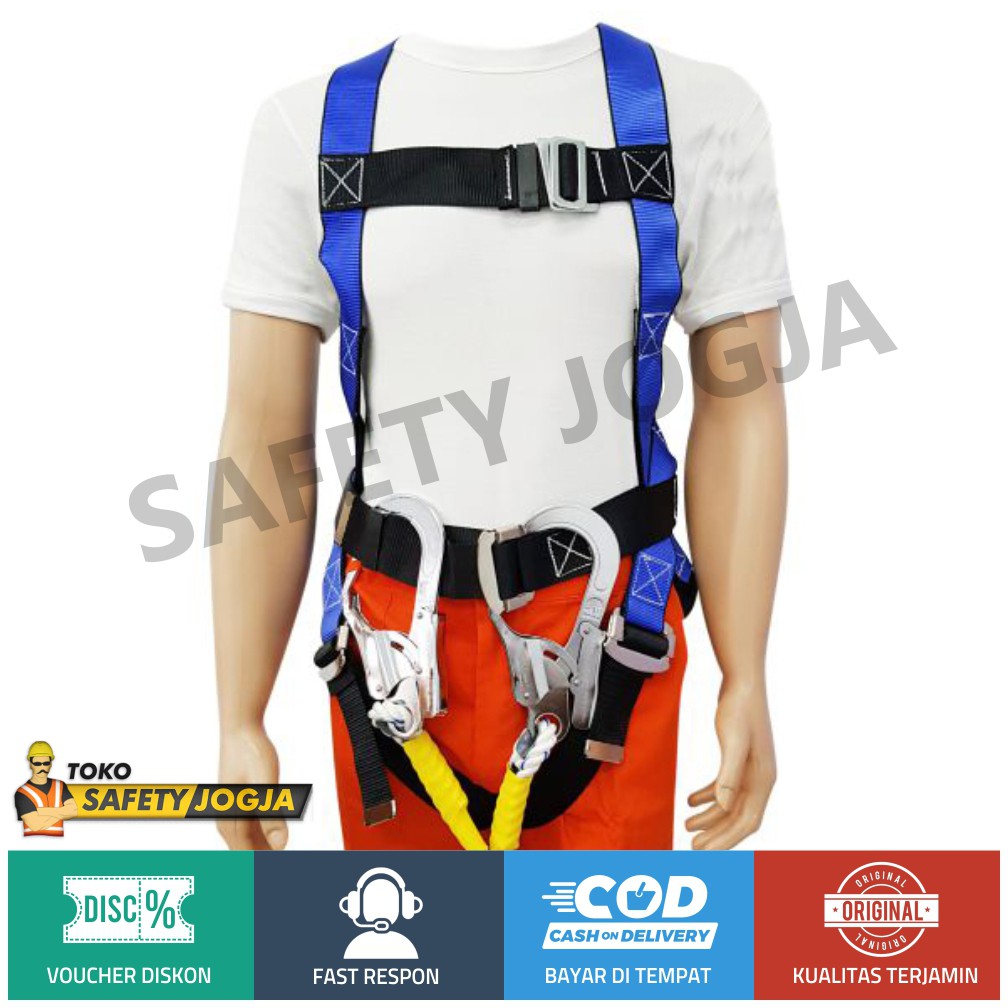 Sabuk Pengaman Panjat Tebing 2 Tali / Safety Belt / Body Harness Double Hook ecofit