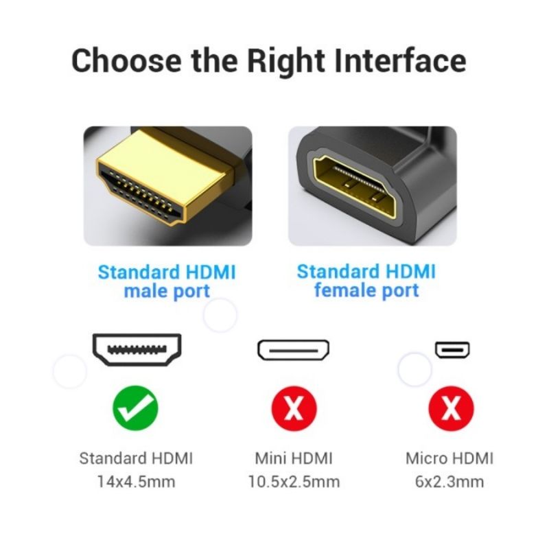 Vention H380hdfa Adapter hdmi male to female bentuk L 90 degree 1080p