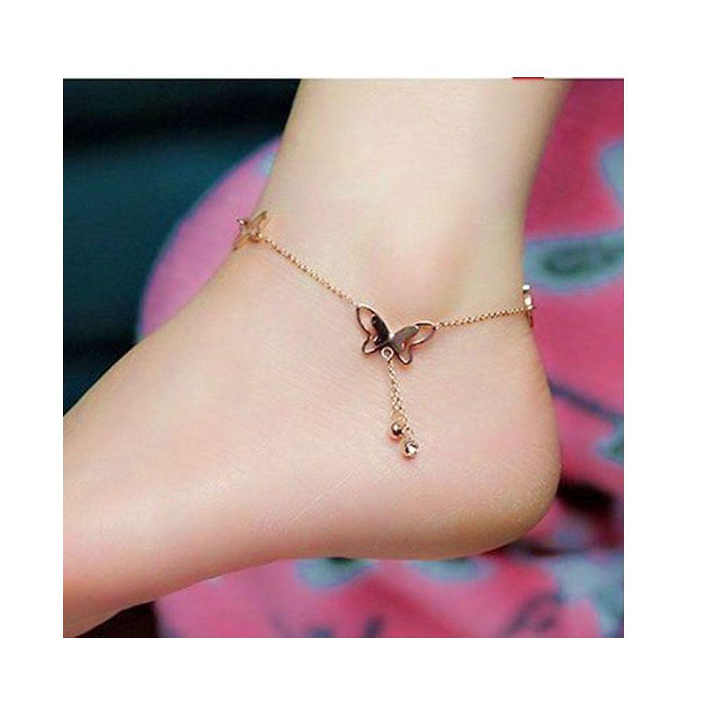 Lily Anklet Gelang Fashion Barefoot Wanita Rose Gold