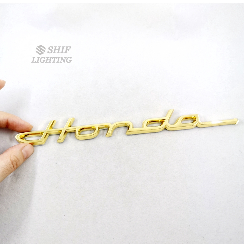 Stiker Emblem / Badge Motif Logo Honda Bahan ABS Warna Emas untuk Dekorasi Mobil Honda