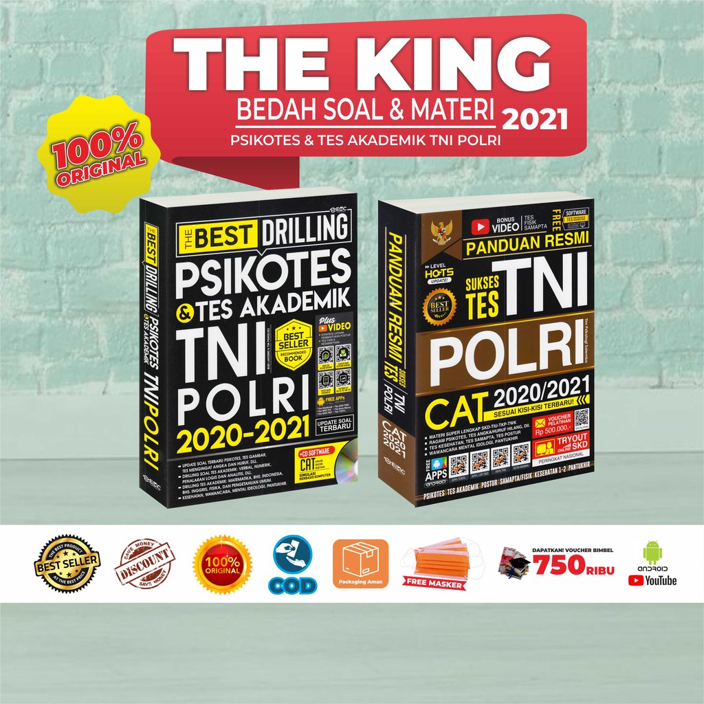 Buku Panduan Sukses Tes TNI POLRI Resmi The Best Drilling Psikotes Akademik