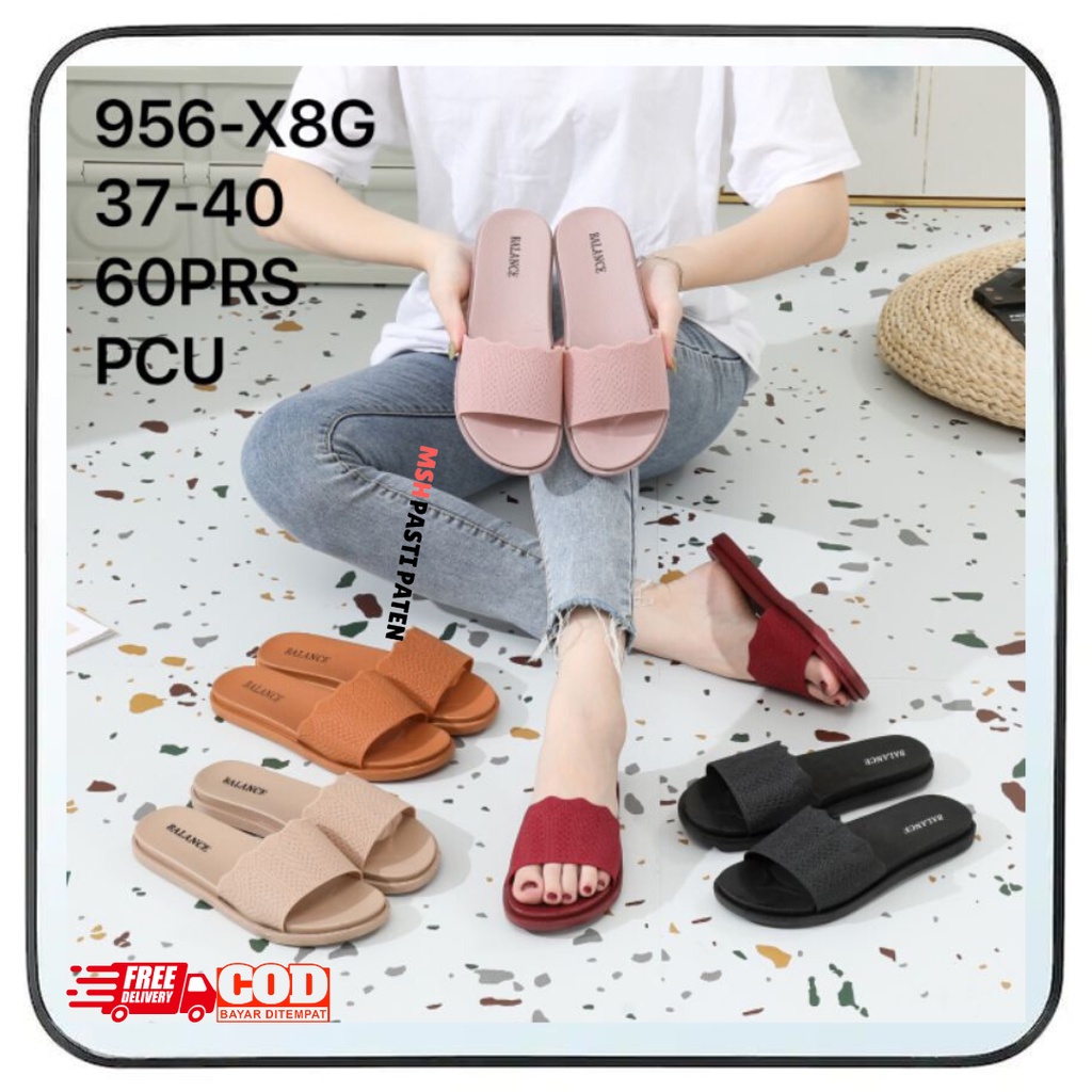 COD sandal jelly wanita produk impor model selop tahan air anti slip merk balance cms-956 ukuran 37-41