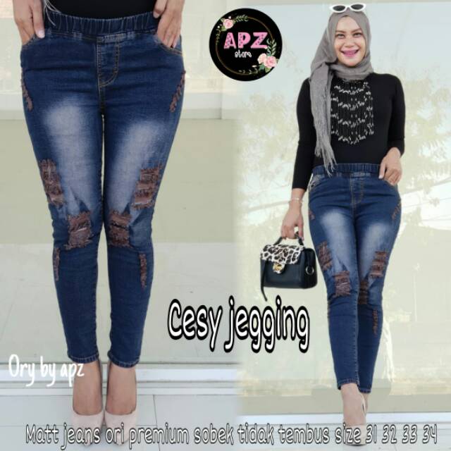 CESY JEGGING celana jeans ori premium sobek tidak tembus by APZ store (uk 31-34)