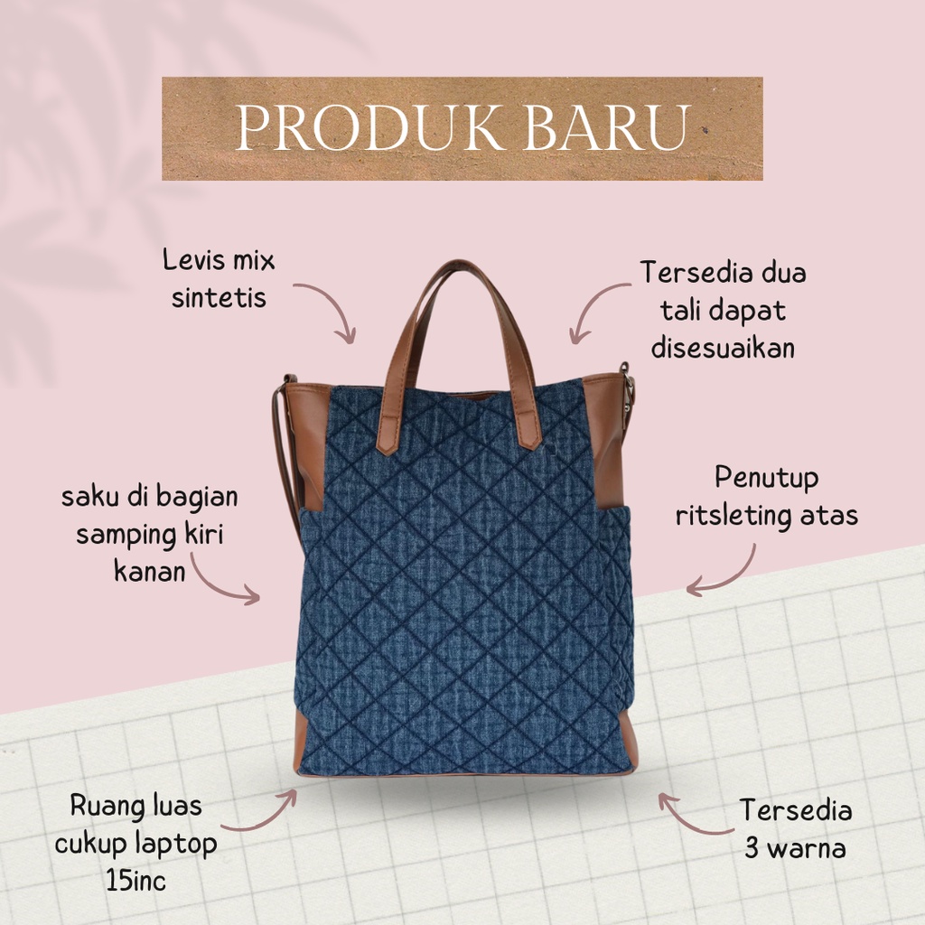 Jual Tas Wanita Tote Bag Besar Muat Laptop Tas Kerja / Kuliah Besar