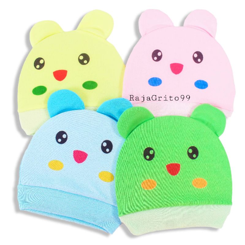 Topi Bayi Telinga Olala / Topi Karakter lucu Usia New Born 0 - 3 Tahun Bahan Premium / Topi kupluk bayi karakter binatang