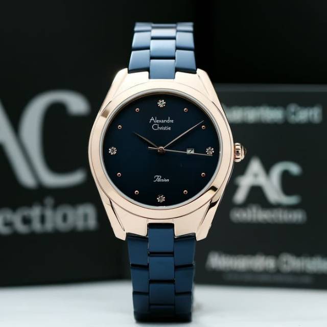 JAM TANGAN CEWEK / WANITA ALEXANDRE CHRISTIE AC 2789 BLUE ROSEGOLD
