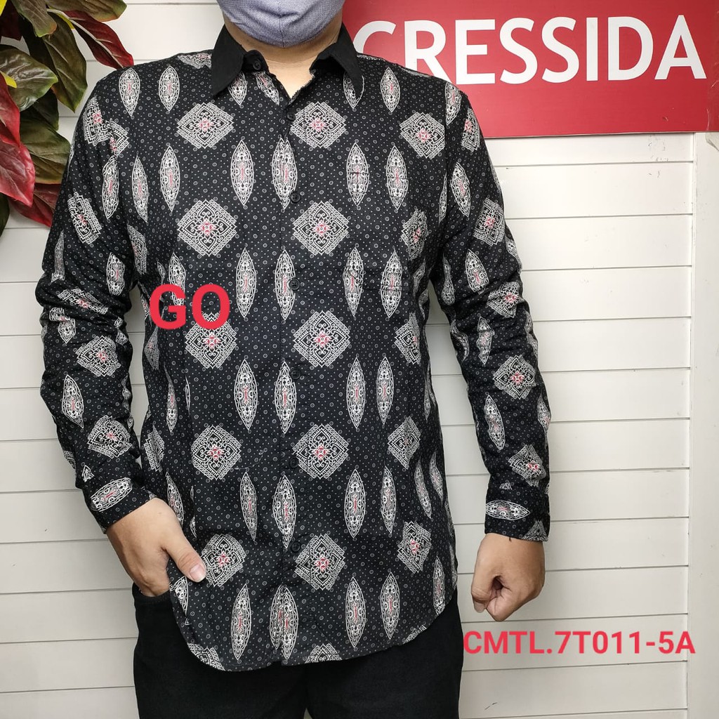 gof CRESSIDA KEMEJA BATIK Pakaian Pria Atasan Kemeja Cowok Laki-Laki Hem Lengan Panjang Original